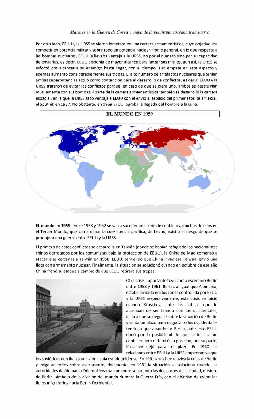 CONTEXTO DE LA GUERRA FRÍA
La rivalidad entre EEUU y la URSS planteó una posibilidad apocalíptica: si se enfrentaban ambas
potencias y usaba