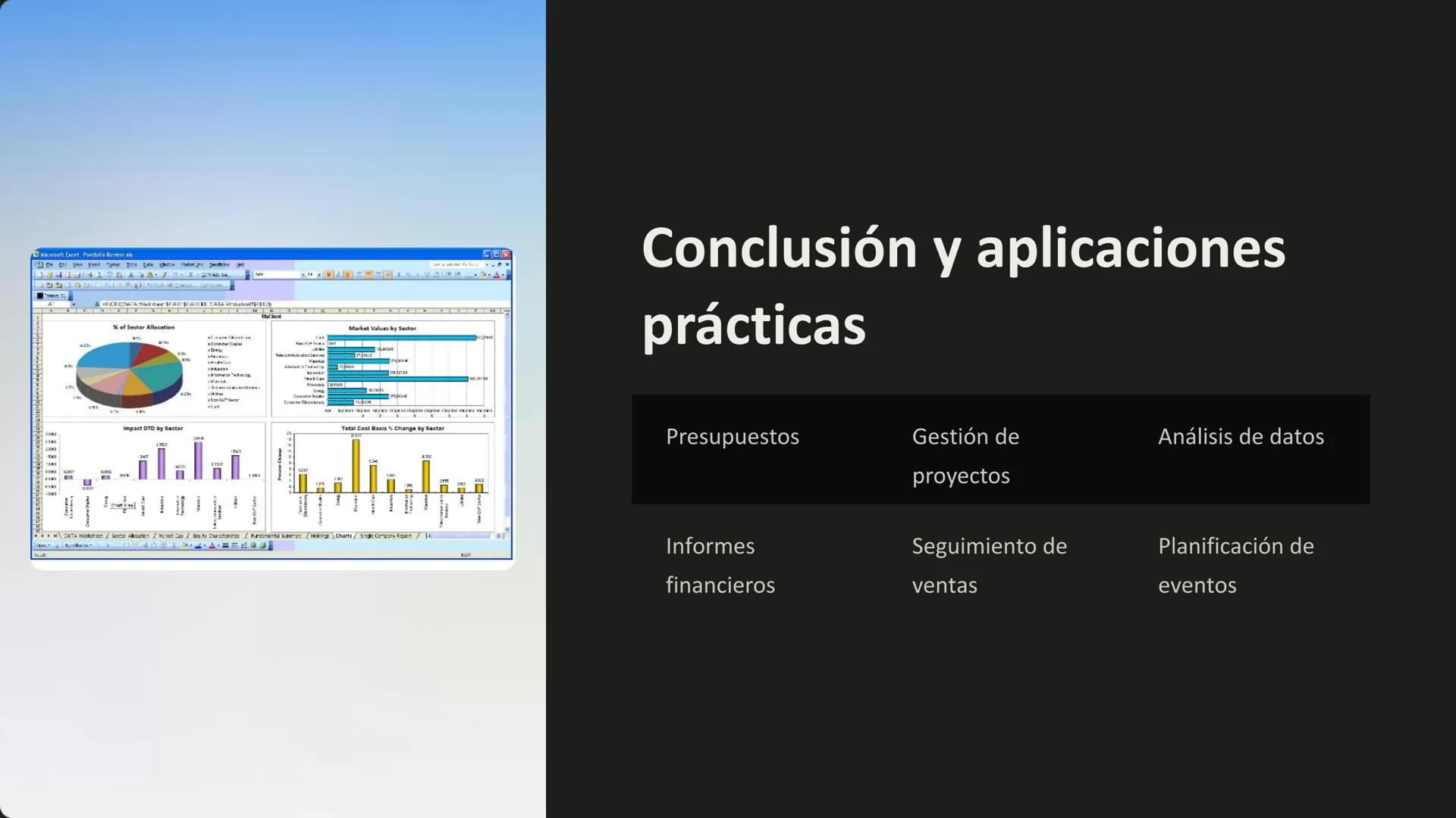 las hojas de cálculo
Graphs in Spreadsheets
Ser Vem Tids Afon p
Las hojas de cálculo son herramientas esenciales para organizar,
analizar y 