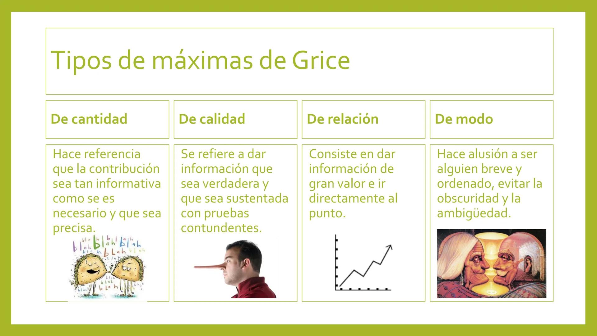 ANÁLISIS DE LAS
MÁXIMAS DE GRICE Y LOS
ACTOS DE HABLA
Materia: Competencias en Lengua Materna.
Carrera: Lenguas Modernas. Máximas de Grice
S