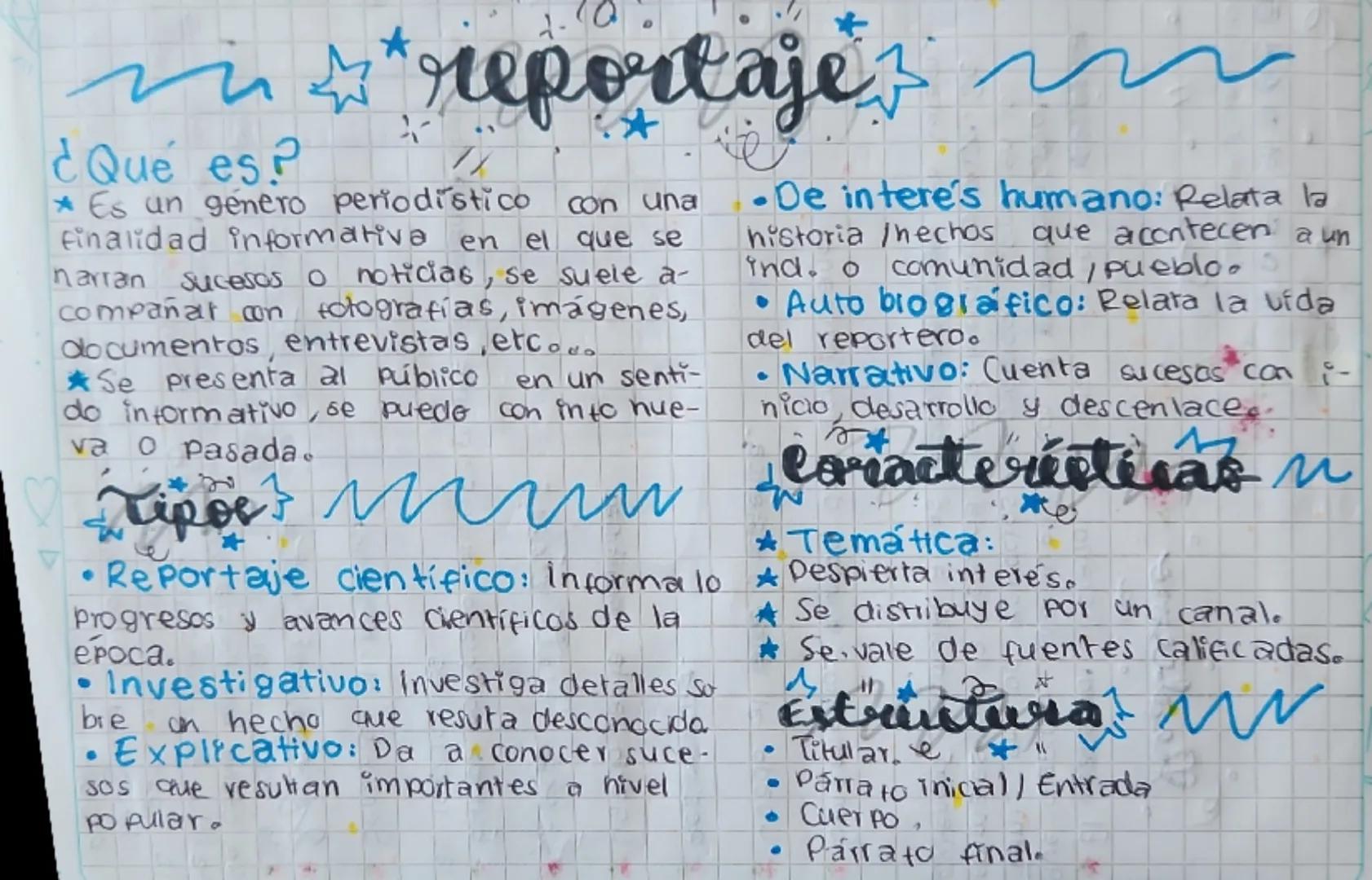 ¿Qué es?
*reportaje
*
* Es un género periodístico
con una
Finalidad informativa en el que se
narran Sucesos o noticias, se suele a-
compañar
