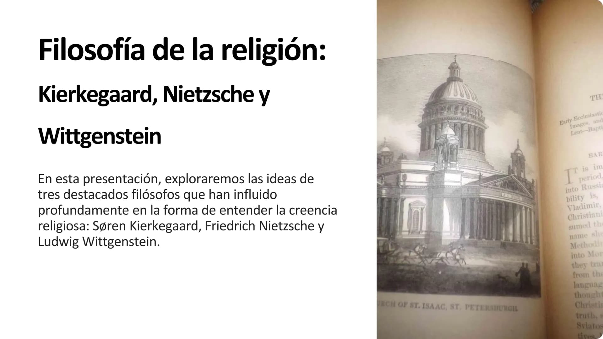 Filosofía de la religión:
Kierkegaard, Nietzsche y
Wittgenstein
En esta presentación, exploraremos las ideas de
tres destacados filósofos qu