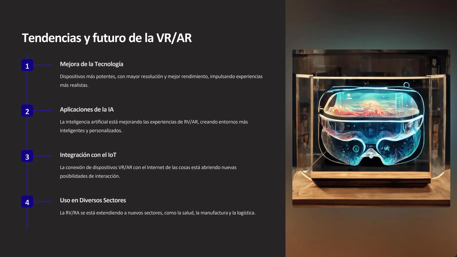 ## Realidad Virtual y
Aumentada

La realidad virtual (RV) y la realidad aumentada (RA) son tecnologías que están
transformando la forma en q