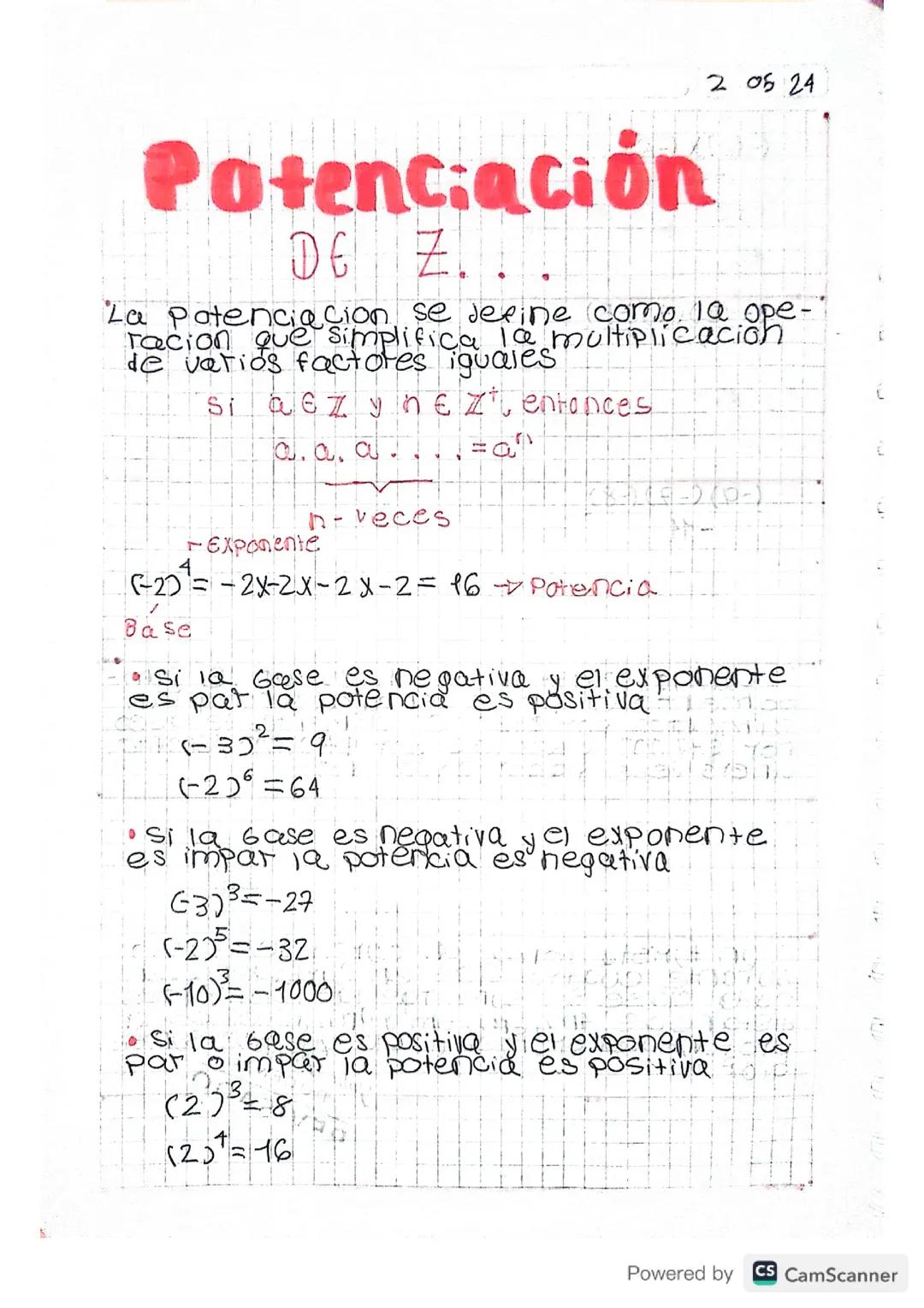 Potenciacion de números enteros