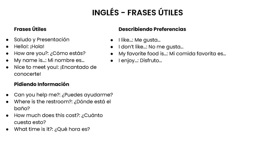 INGLES - FRASES UTILES
