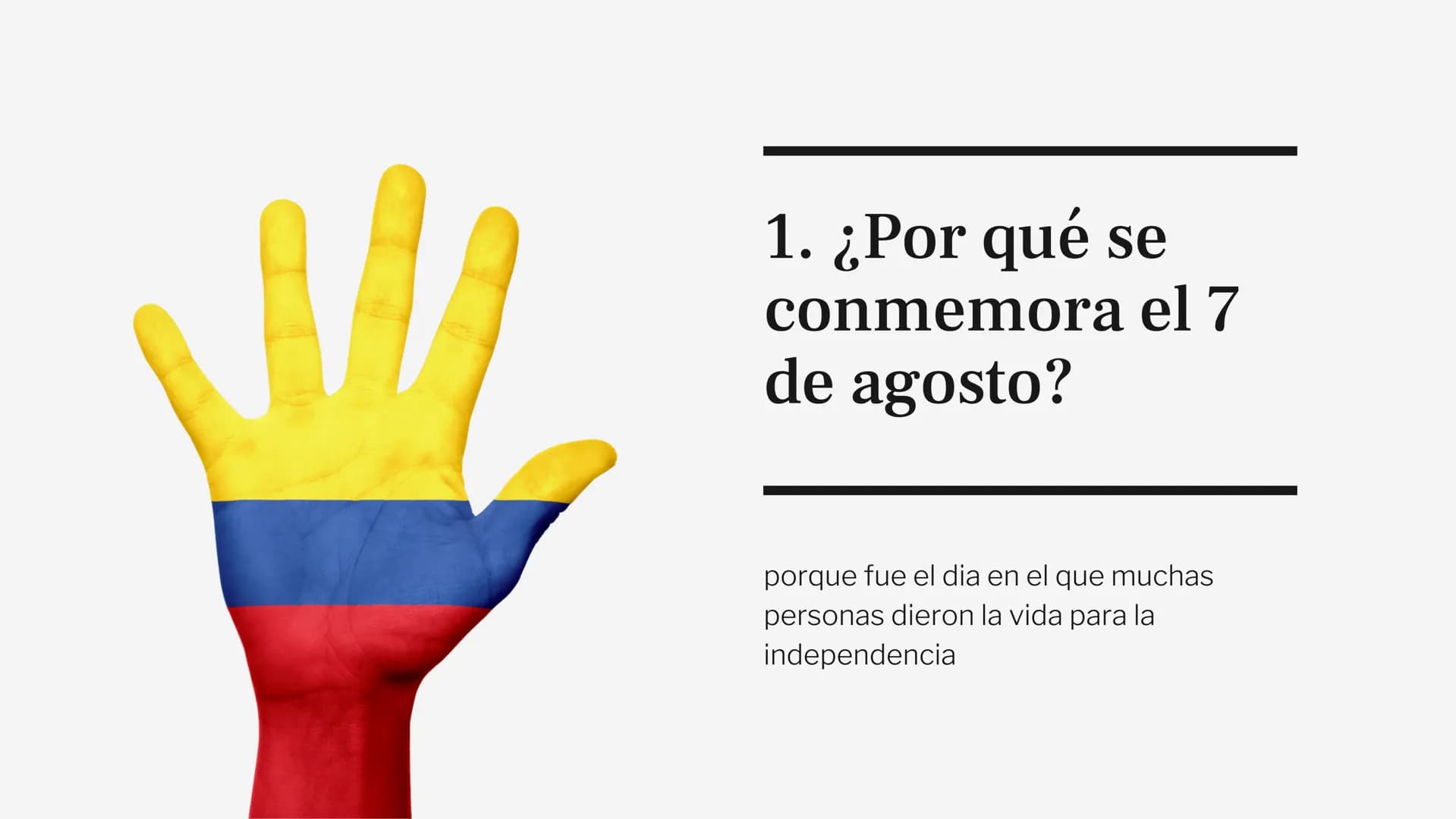 batalla de boyaca PREGUNTAS
1. ¿Por qué se conmemora el 7 de agosto?
2. Escribe tres datos curiosos de la Batalla de
Boyacá
3. Consulta: ¿Qu