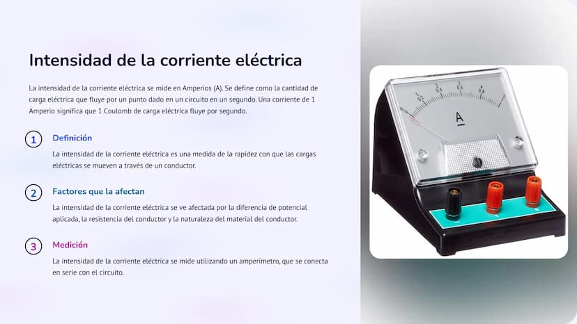 la corriente eléctrica
La corriente eléctrica es el flujo de carga eléctrica a través de un
material conductor. Este flujo se produce debido