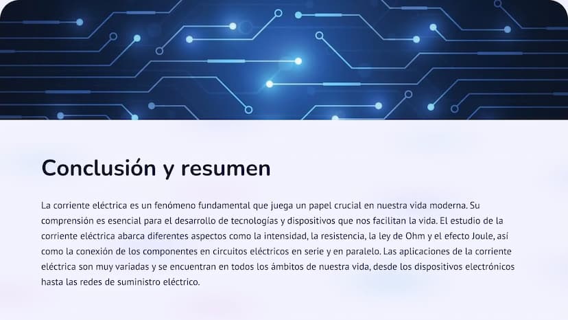 la corriente eléctrica
La corriente eléctrica es el flujo de carga eléctrica a través de un
material conductor. Este flujo se produce debido