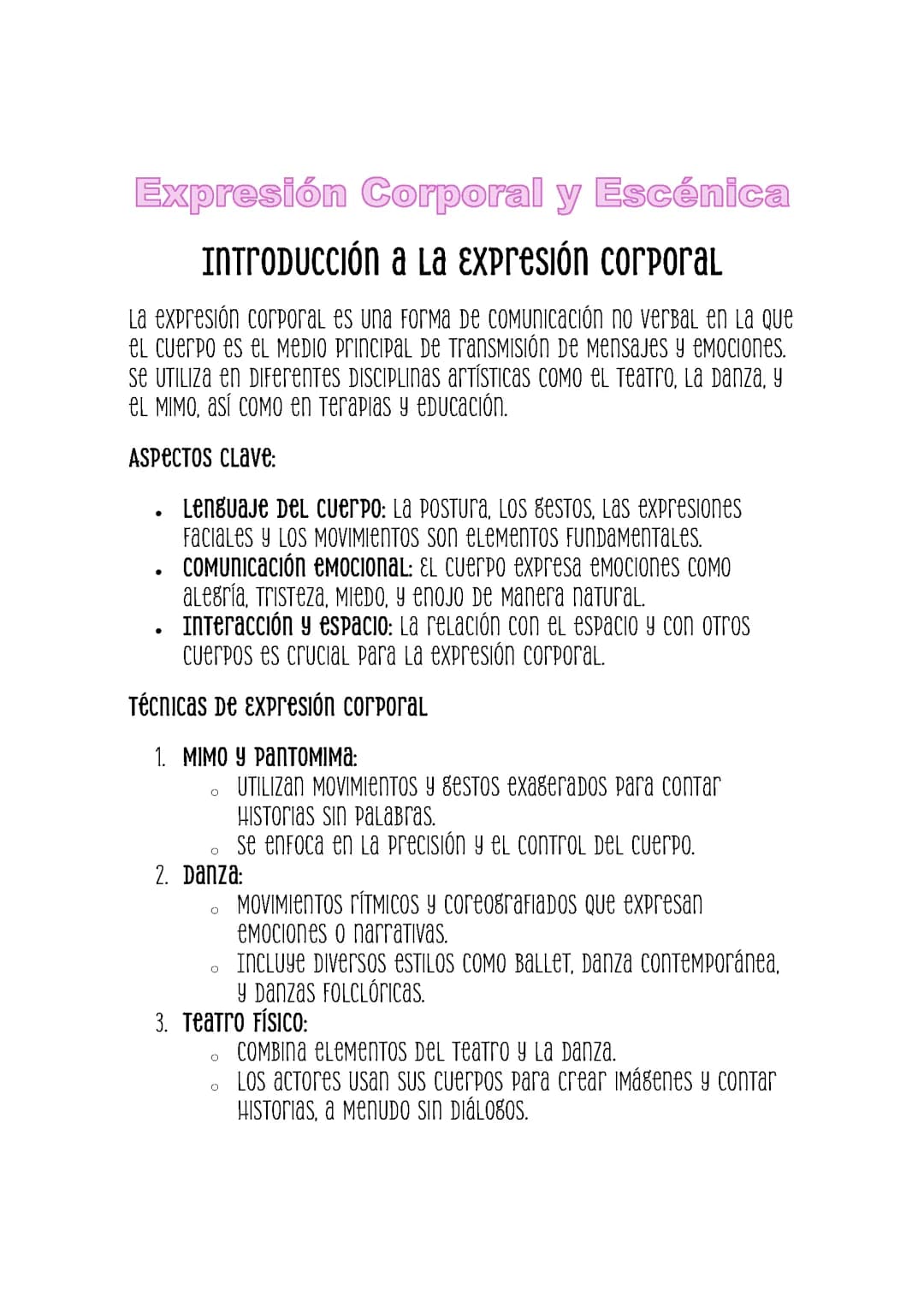 EXPRESIÓN CORPORAL Y ESCÉNICA