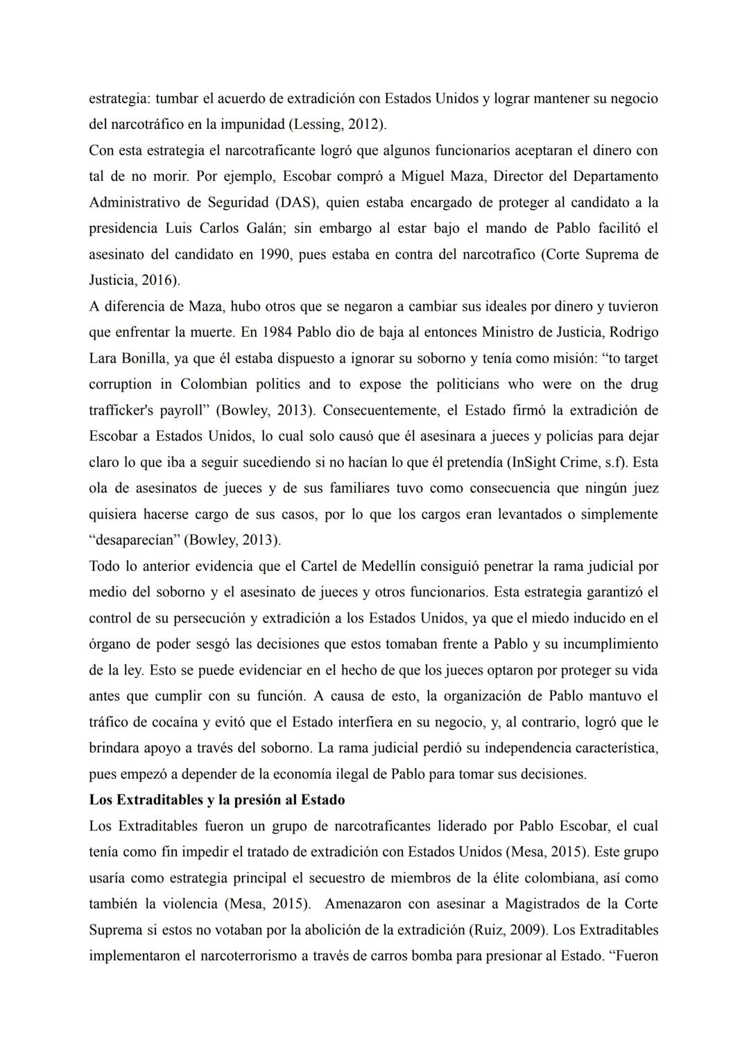 Prueba Interna Historia NM
¿En qué medida se puede afirmar que la organización de Pablo Escobar fue agente
desestabilizador de la rama judic