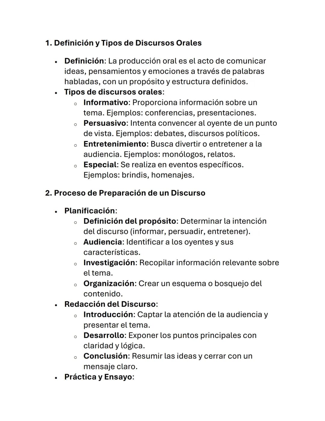 PRODUCCIÓN ESCRITA Y ORAL - FUNDAMENTOS
Producción Escrita
1. Definición y Tipos de Textos Escritos
•
Definición: La producción escrita es e