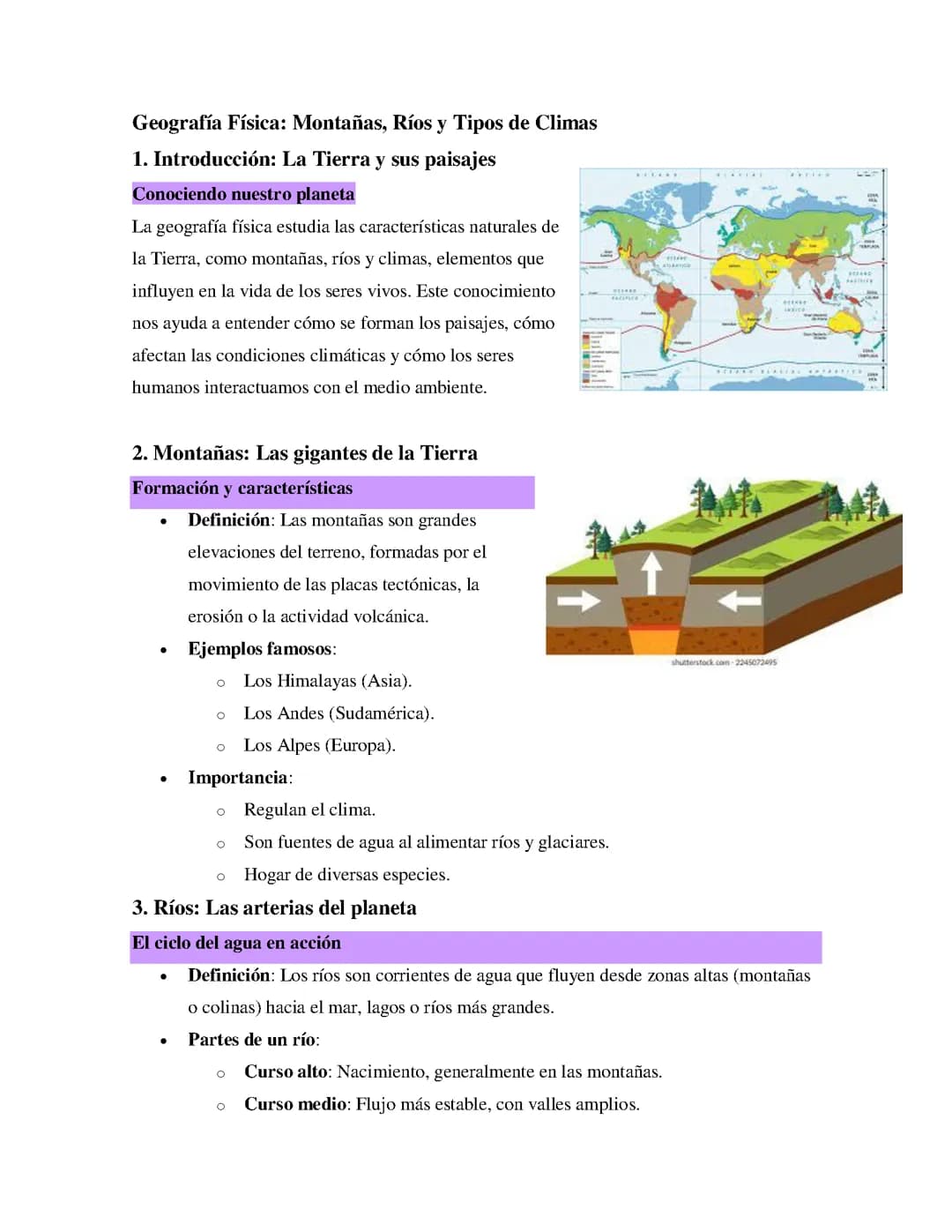 Geografía Física: Montañas, Ríos y Tipos de Climas