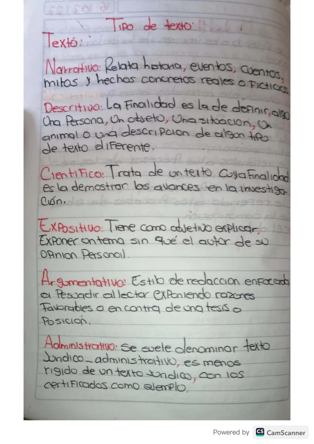 Texto
Tipo de texto
Narrativo: Relata historia, eventos, cuentos,
mitos y hechos concretos reales o Fictició
Descritivo: La Finaalidad
es la