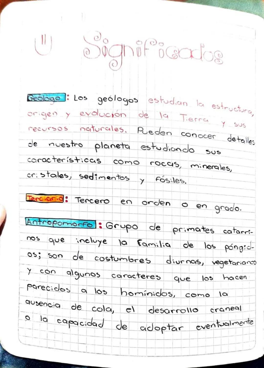 # Significados

Geologo: Los geólogos estudian la estructura,
origen y evolución de la Tierra y sus
recursos naturales. Pueden conocer detal