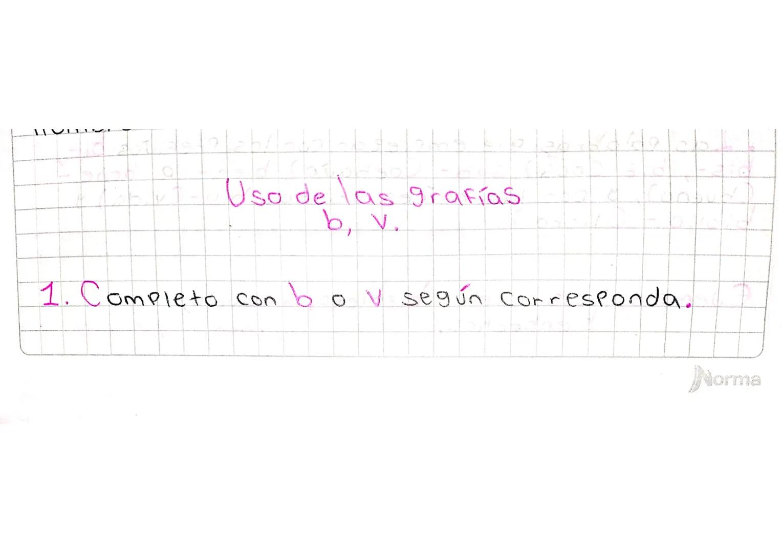 Uso de las grafías
b, v.
1. Completo con bov según corresponda.
Norma El Joven de la recepción miró con curiosidad
mis documentos. Luego se 