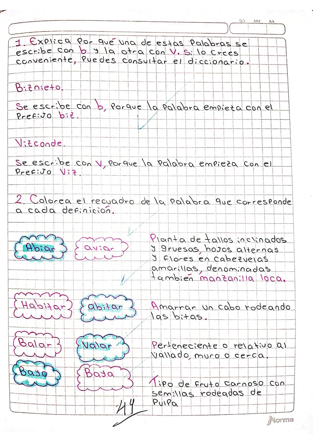 Uso de las grafías
b, v.
1. Completo con bov según corresponda.
Norma El Joven de la recepción miró con curiosidad
mis documentos. Luego se 