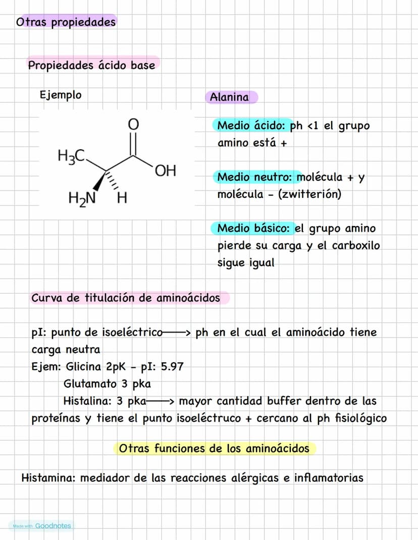 AMINOÁCIDOS
Los aminoácidos tiene un carbono alfa (quiral)
Los aminoácidos tienen un grupo amino H2N
Grupo carboxilo COOH Un H y un R
H
H
OT