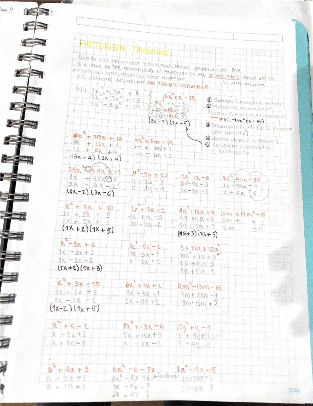 wa!!
# FACTORIZAR Tudomios

eno de los teravidas tiene que tener exponente PAR
En tuo de los teimpiose el exponente de la variable deve ser 