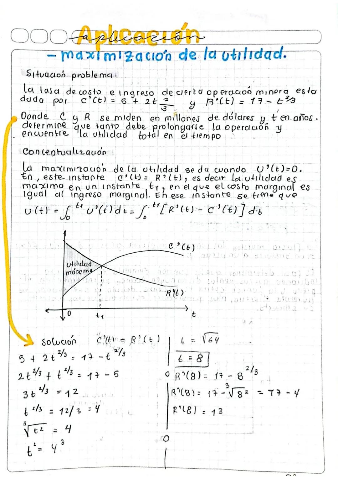 000 aplicación
- maximización de la utilidad.
Situación problema
la tasa de costo e ingreso de cierta operación minera esta
dada por C'(t) =