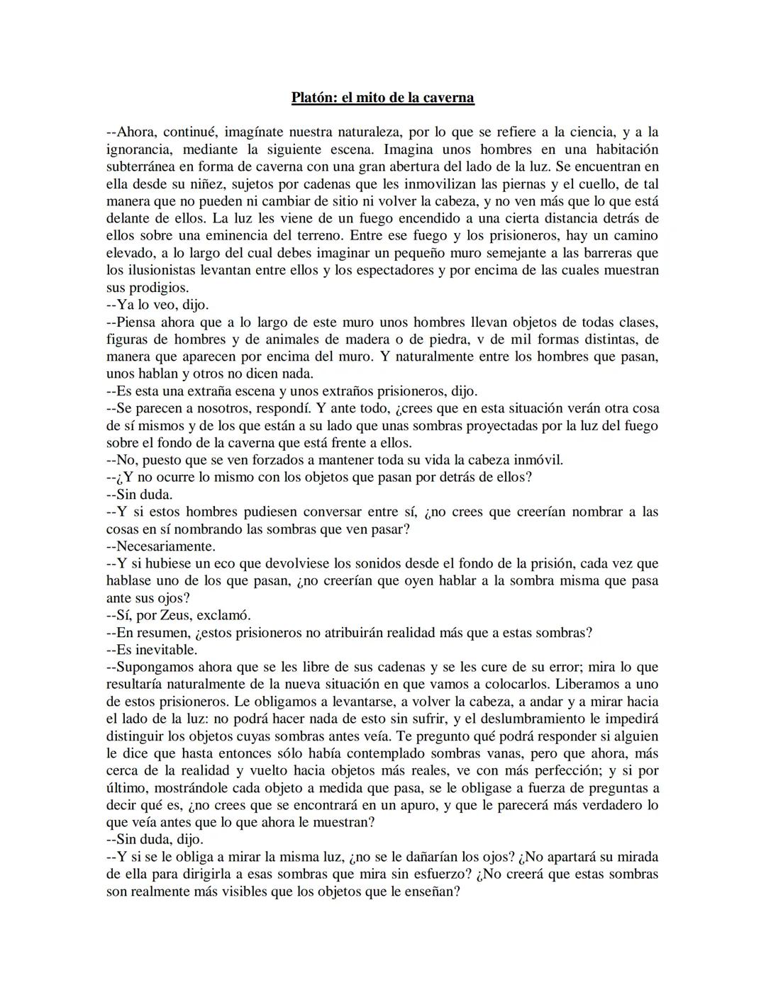 Platón: el mito de la caverna