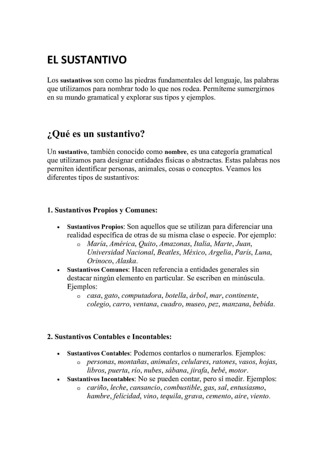 EL SUSTANTIVO
