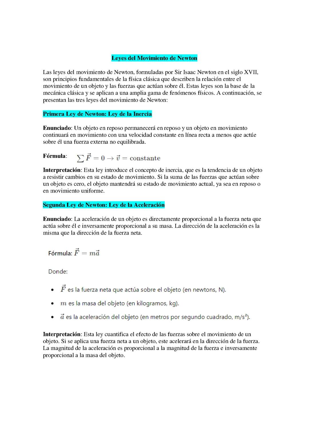 Leyes del Movimiento de Newton