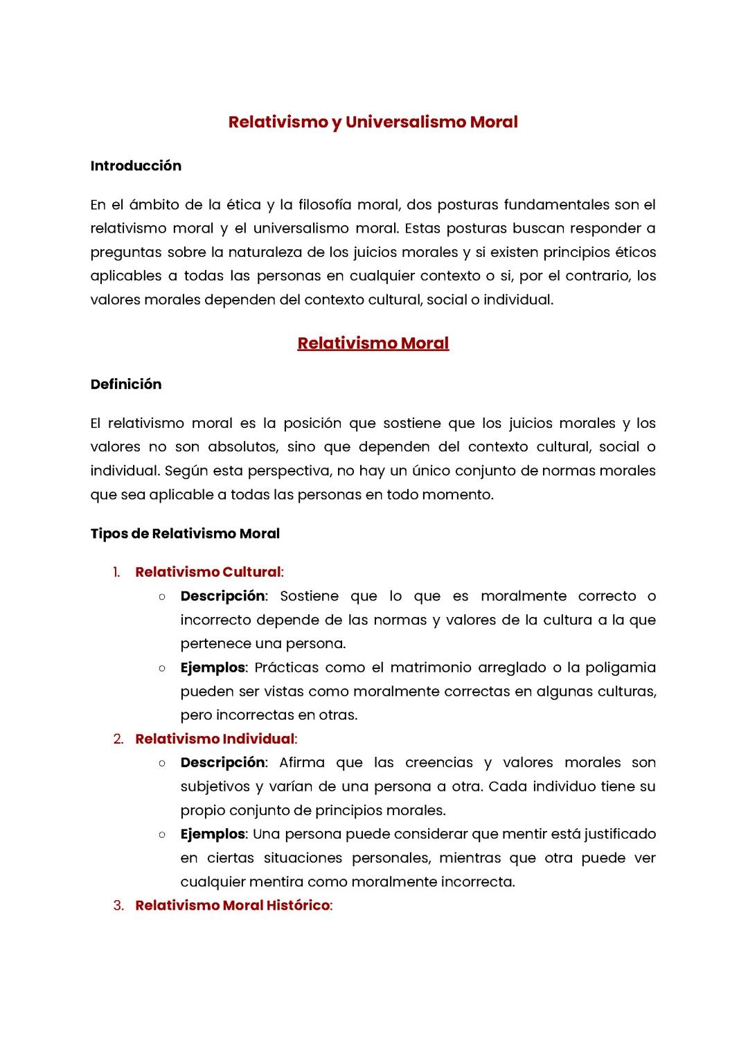 Relativismo y Universalismo Moral