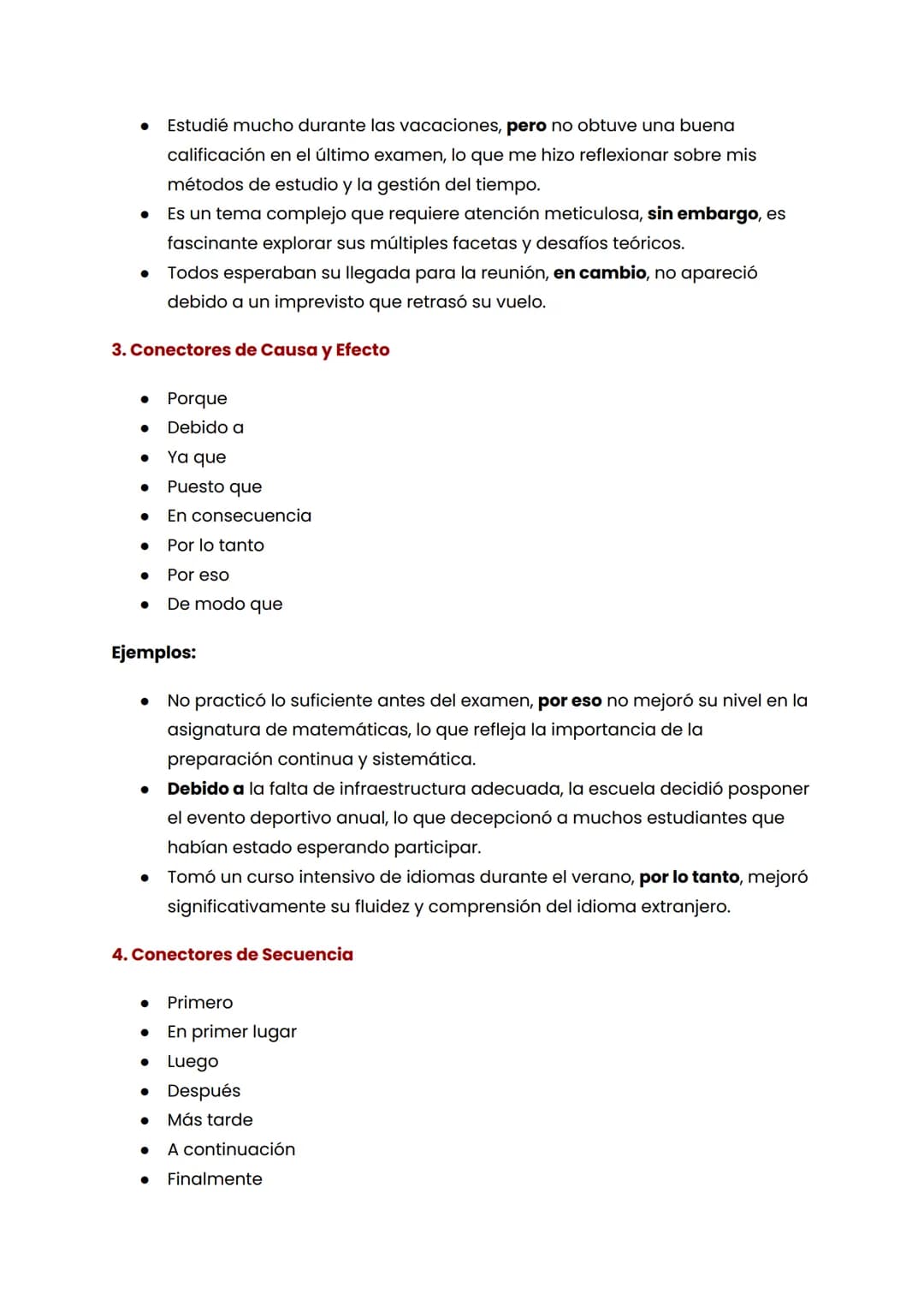 1. Conectores de Adición
• Además
• También
. Incluso
•
•
Asimismo
Y
Así como
Ejemplos:
CONECTORES EN ESPAÑOL
Este curso requiere lecturas e