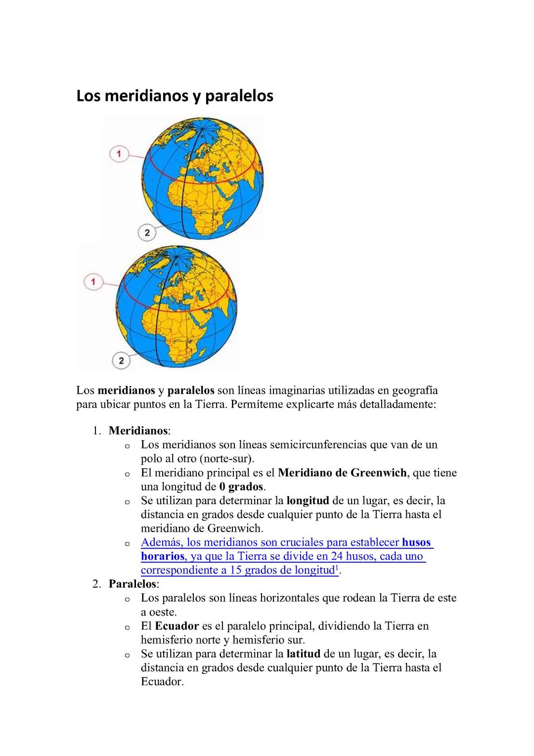 Los meridianos y paralelos