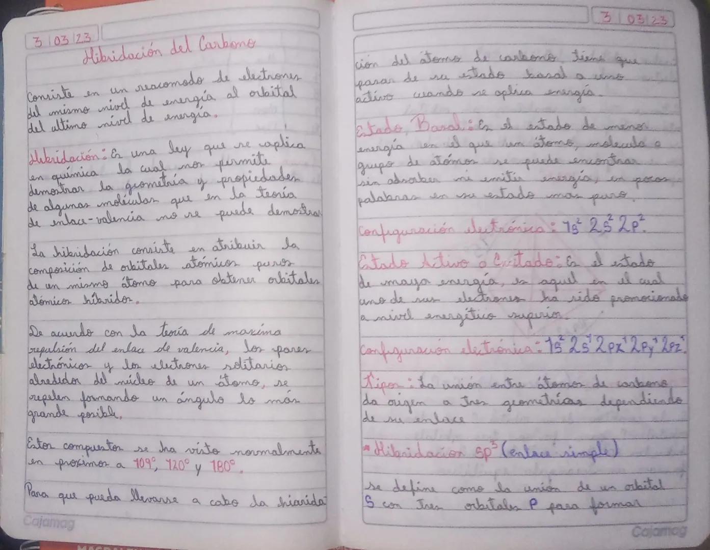 303 23
Hibridación del Carbono
3103/23
Consiste en un reacomodo de electrones
del mismo mivel de energía al orbital
del altimo nivel de ener