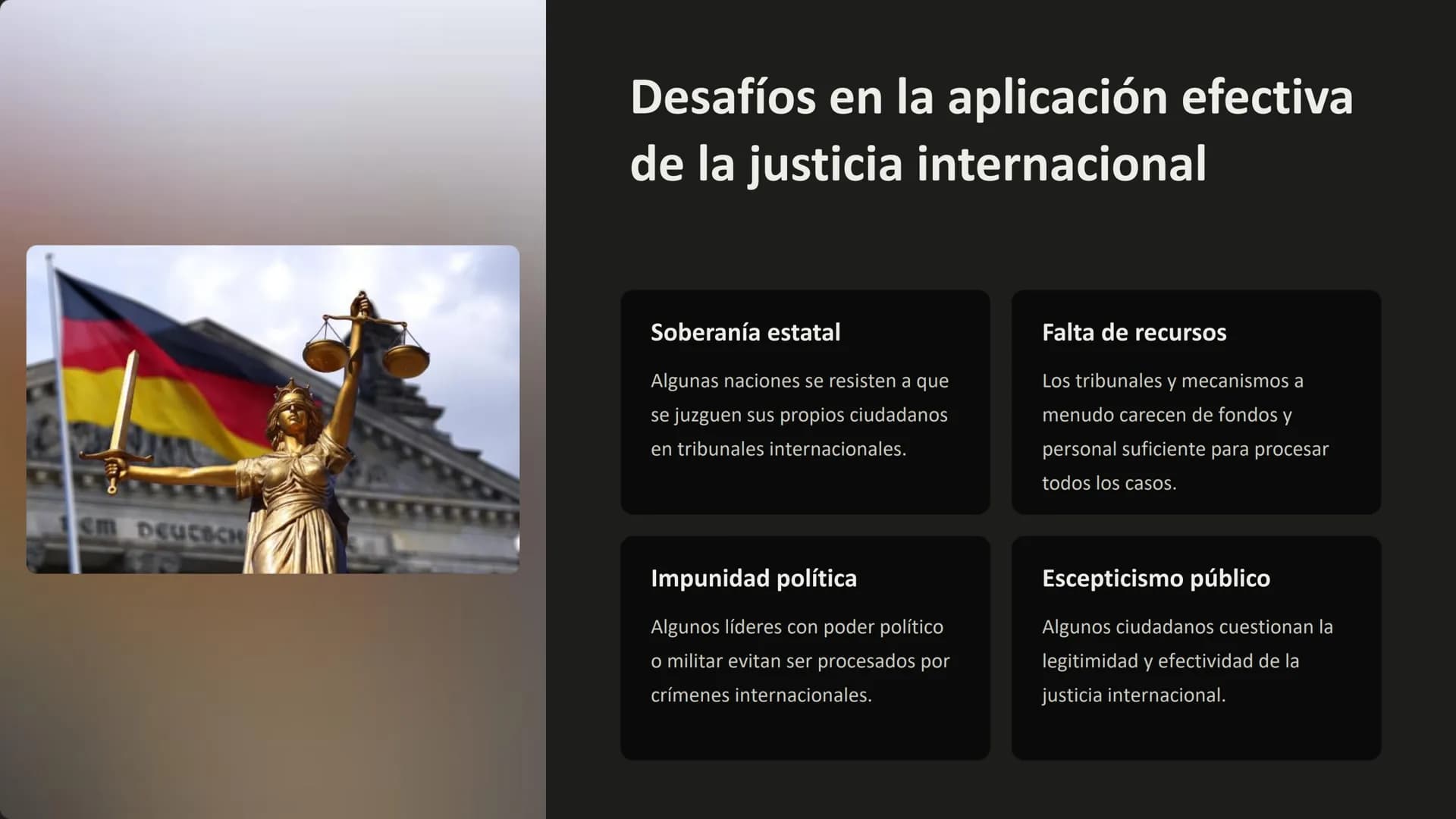 Derechos humanos y
justicia internacional
Los derechos humanos son principios fundamentales que protegen la dignidad y
el bienestar de todas