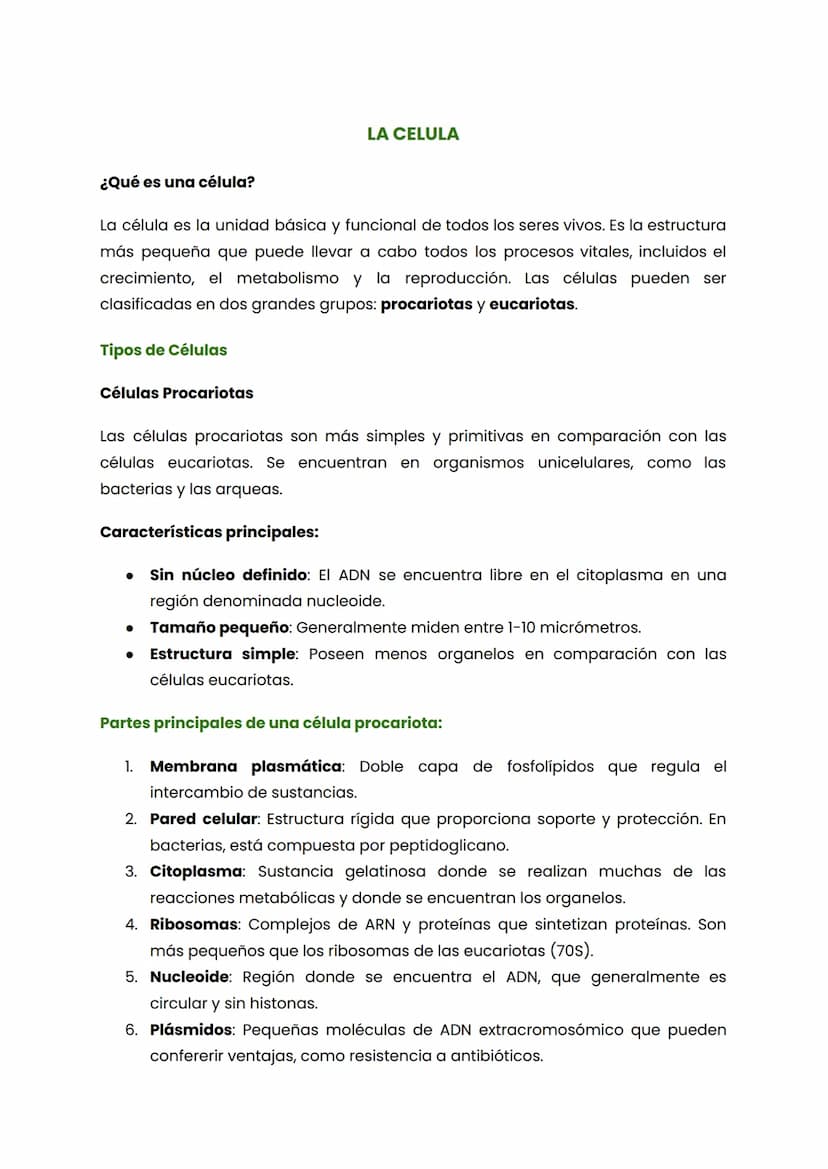 LA CELULA
¿Qué es una célula?
La célula es la unidad básica y funcional de todos los seres vivos. Es la estructura
más pequeña que puede lle