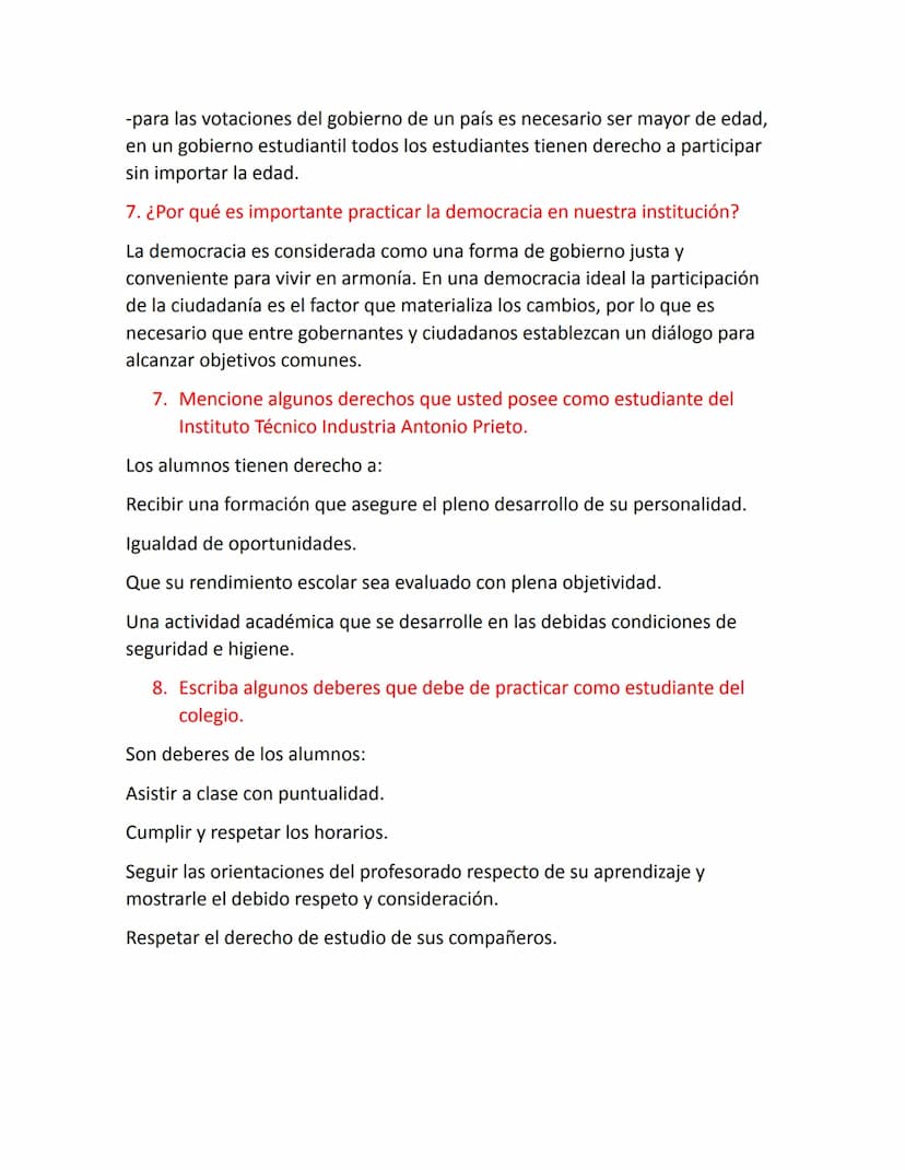 ACTIVIDAD # 1
1. ¿Qué significa para usted Gobierno Escolar?
VOTE
El Gobierno Escolar de toda institución educativa está integrado por el
Co