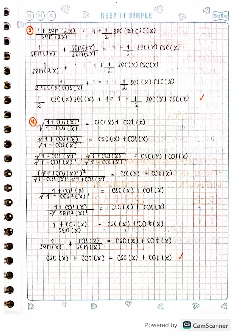 - identidades fundamentales
SUMAY DIFERENCIA
seno y coseno
→ SIN (A + B) = sine COSB + SIN B COJ G
→ Sin (0-B) = sine COSB - Sing Cose
→ COJ