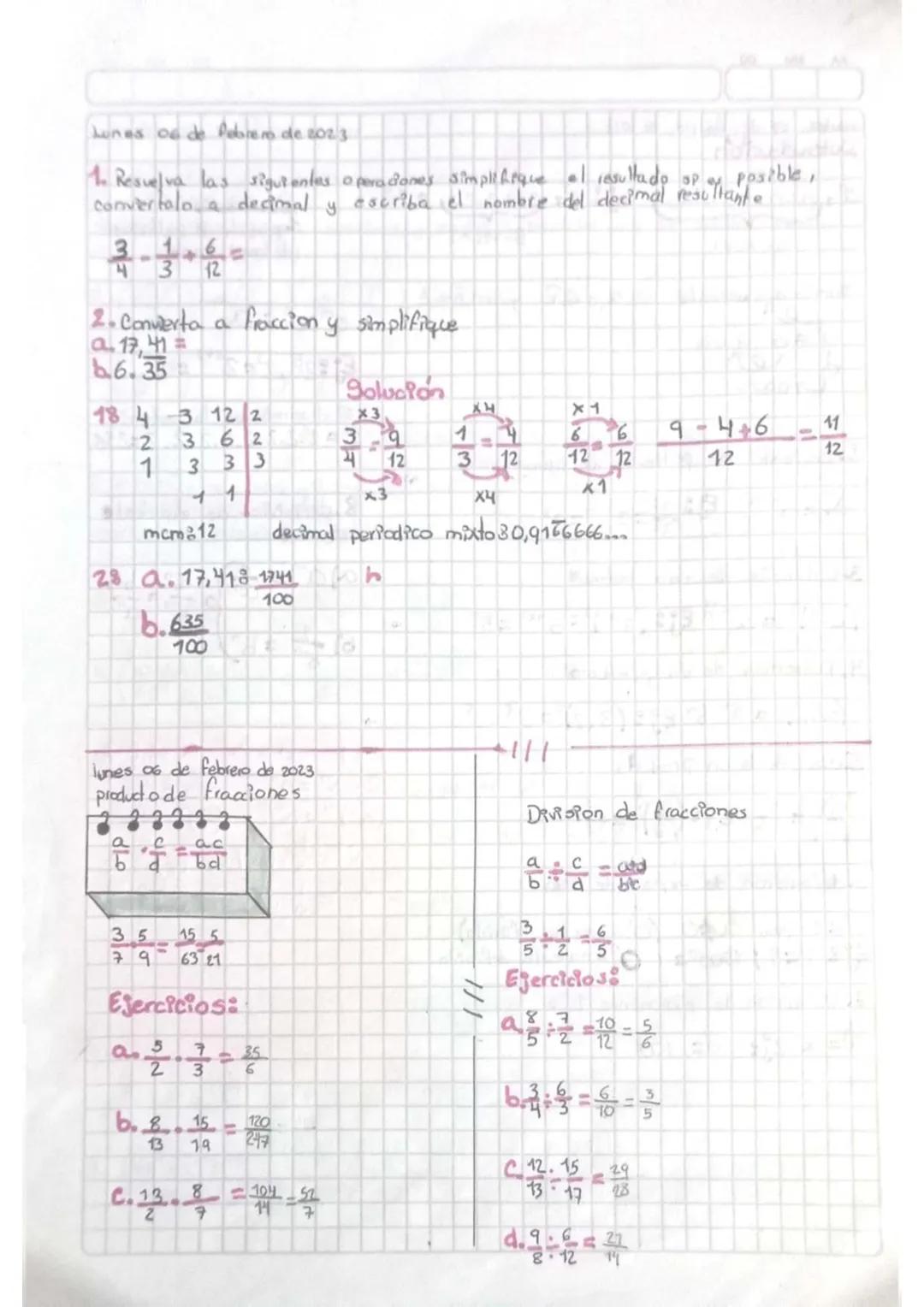 Lunes 23 de enero del 2023
Los
numeros reales estan conformados por varios conjuntos
(subconjuntos)
Los naturales
Realice la siguiente divis