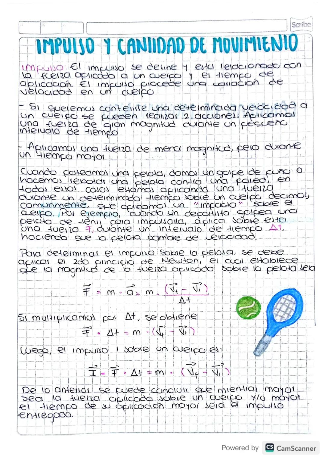 Scribe
IMPULSO Y CANTIDAD DE MOVIMIENIO
impulso: El impulso se define & esta relacionado con
la fuerza aplicada a un cuerpo y el tiempo de
a