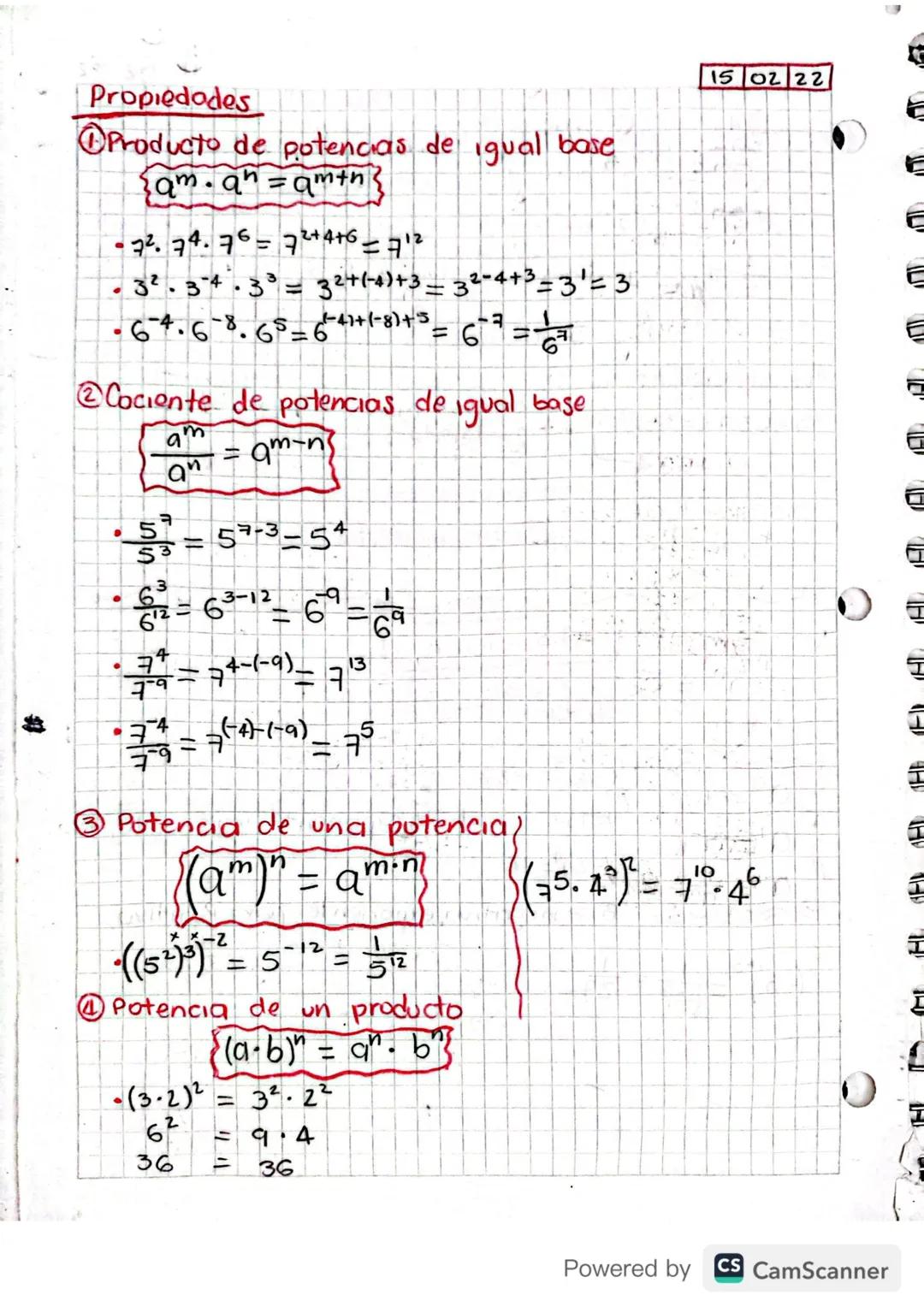 ас
exponente Potenciación)
a = C.
Base
=
a' = a
an an
Potencia
(-3)=-27
-Base negativa, exponente impar=Negativo
(-2)4=16
Base negativa, exp