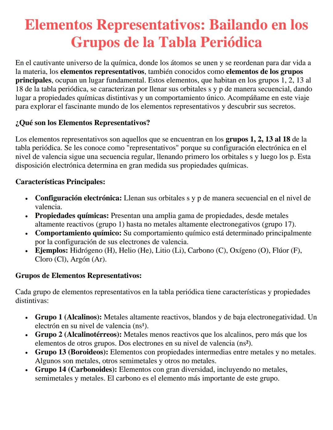 Elementos Representativos: Bailando en los
Grupos de la Tabla Periódica
En el cautivante universo de la química, donde los átomos se unen y 