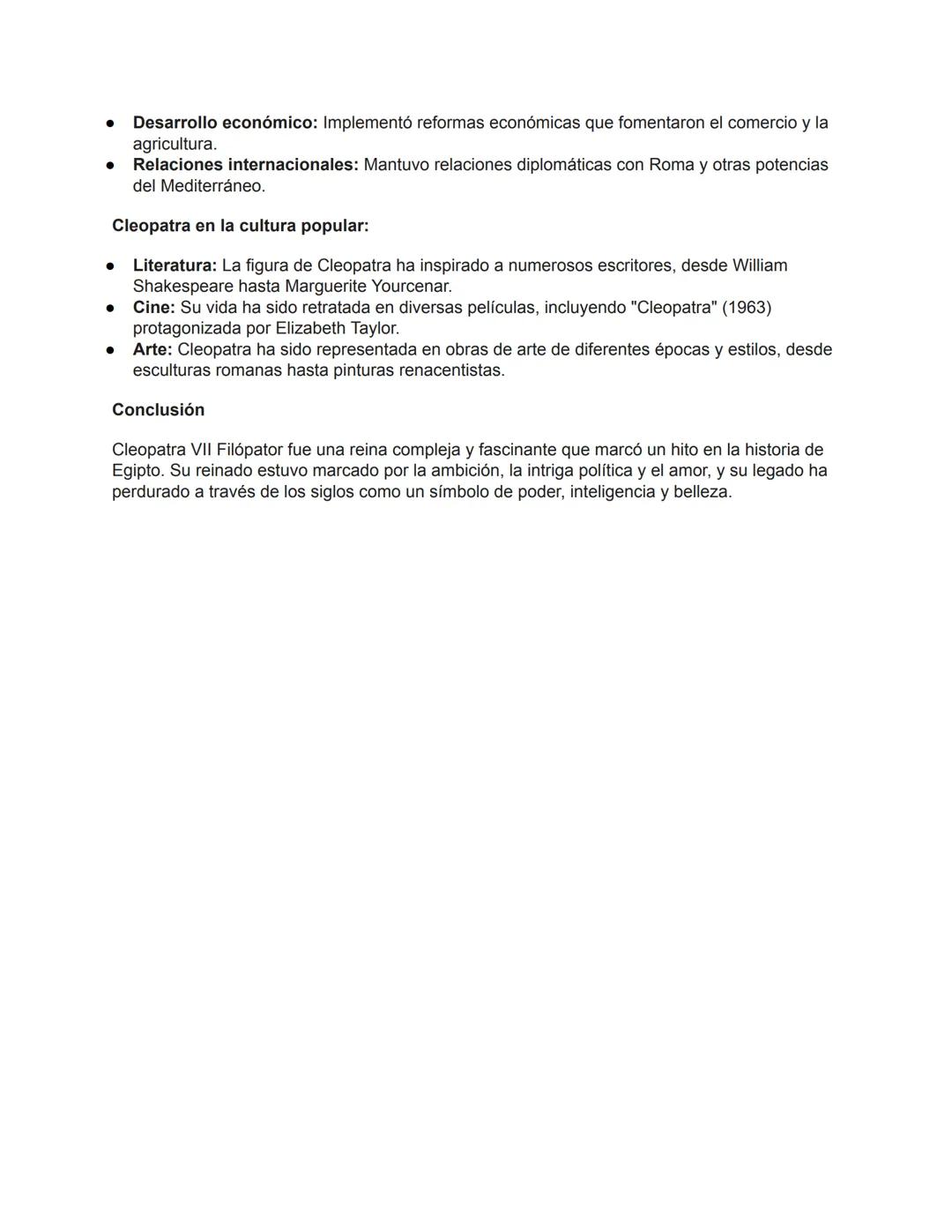 •
•
Cleopatra VII Filópator
Cleopatra VII Filópator, también conocida simplemente como Cleopatra, fue la última reina
activa del antiguo Egi
