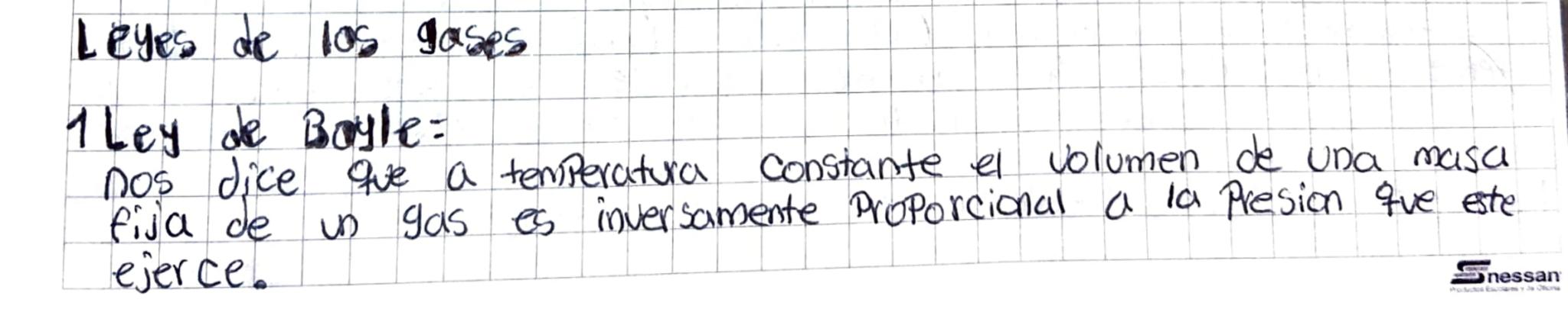 Leyes de los gases
1 Ley de Boyle=
nos dice que a temperatura
que a temperatura Constante el volumen de una masa
fija de un gas es inversame