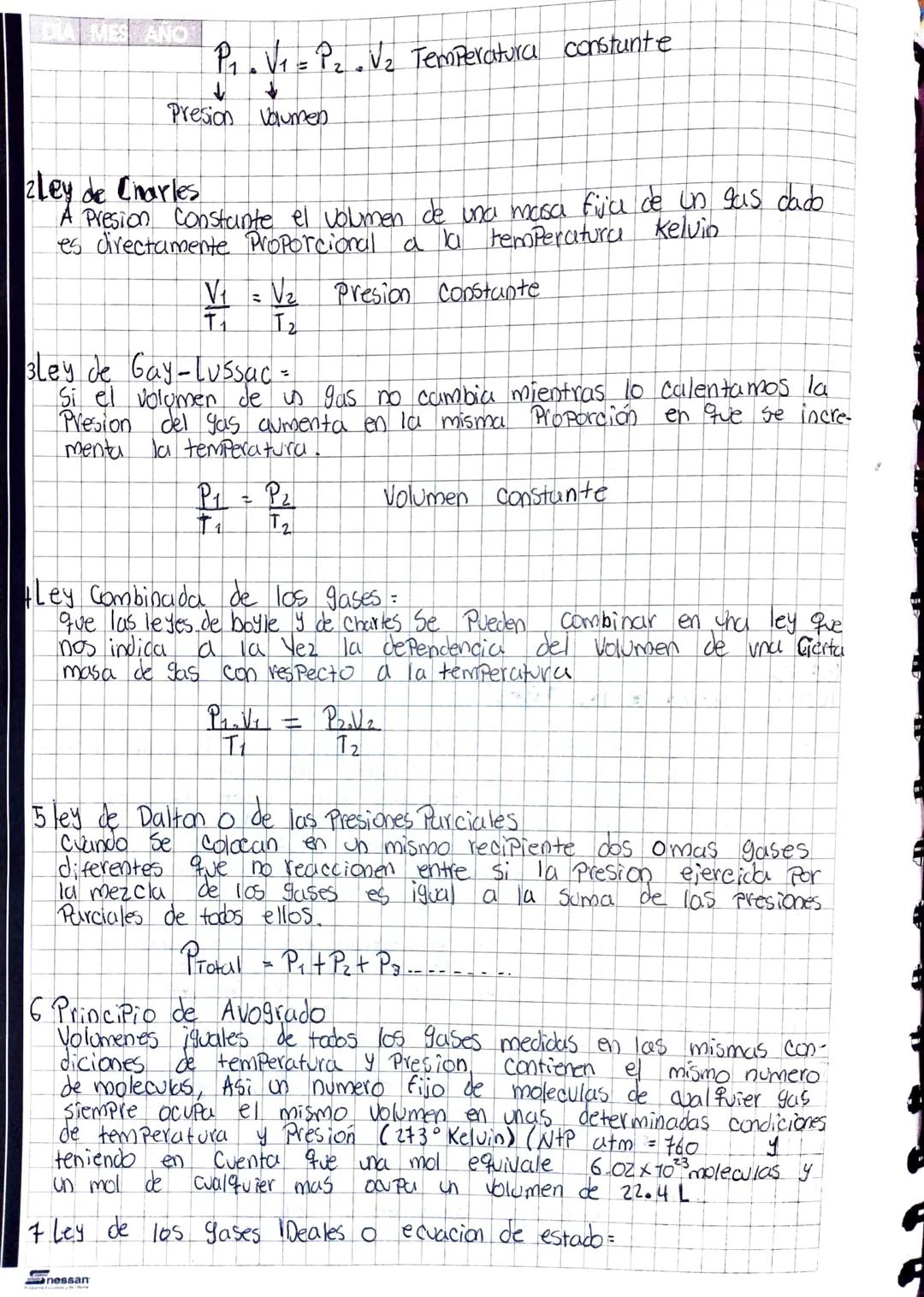 Leyes de los gases
1 Ley de Boyle=
nos dice que a temperatura
que a temperatura Constante el volumen de una masa
fija de un gas es inversame