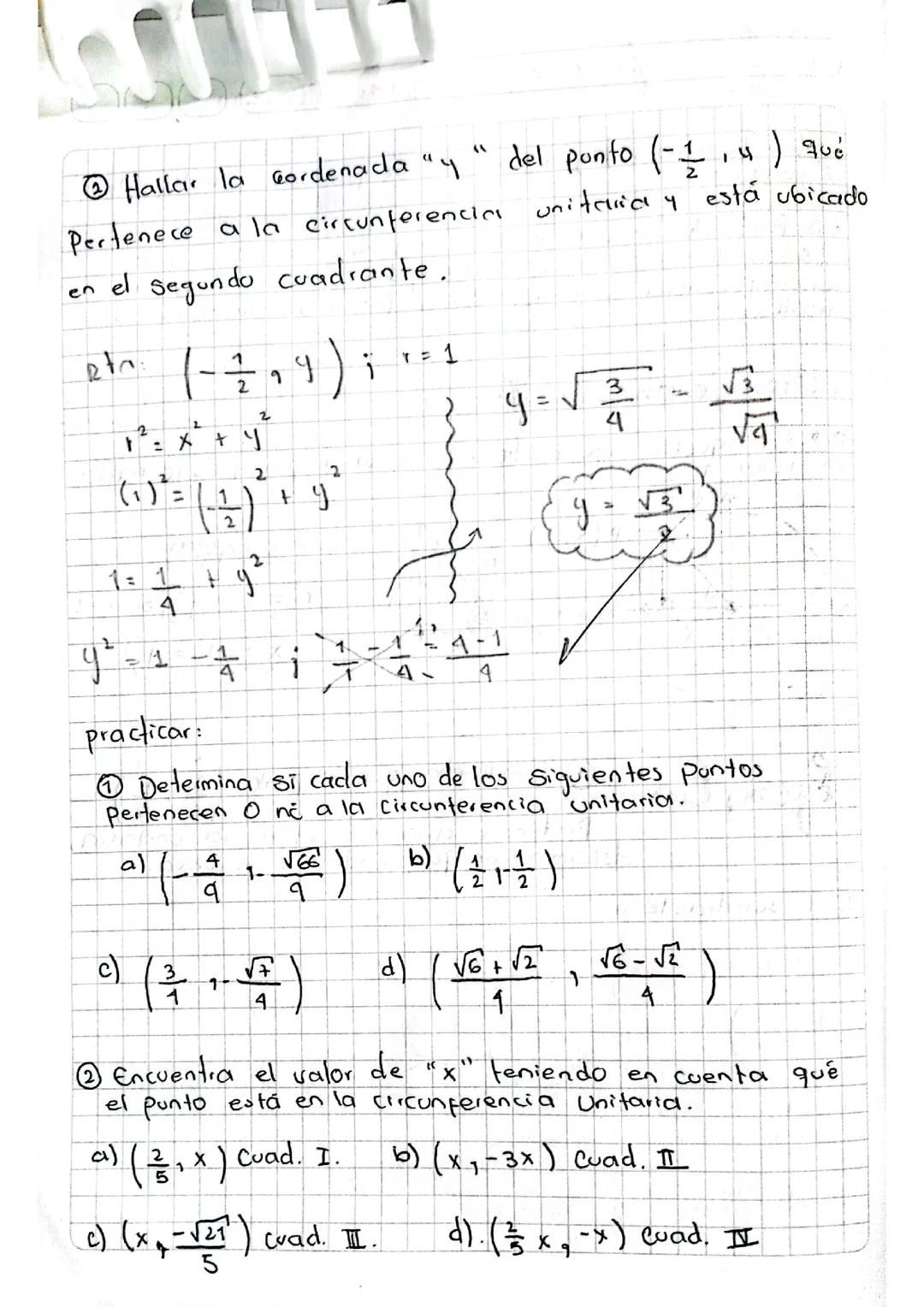 Circunferencia unitaria ejercicios 
