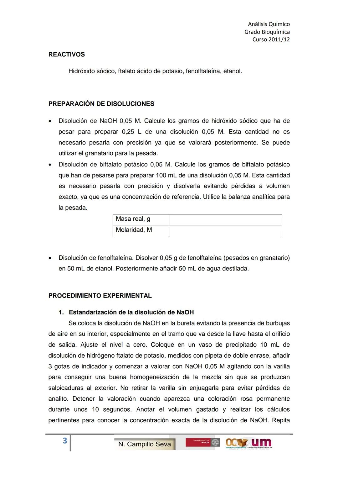 Análisis Químico
Grado Bioquímica
Curso 2011/12

PRÁCTICA 2

DETERMINACIÓN DE ÁCIDO ACETILSALICÍLICO EN COMPRIMIDOS MEDIANTE
VOLUMETRÍA ÁCID