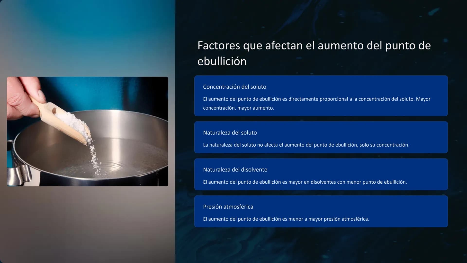 Propiedades
coligativas
Las propiedades coligativas son propiedades físicas de las soluciones
que dependen únicamente de la concentración de