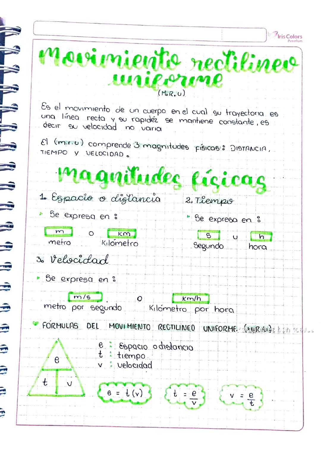 Movimiento rectilíneo y magnitudes fisicas