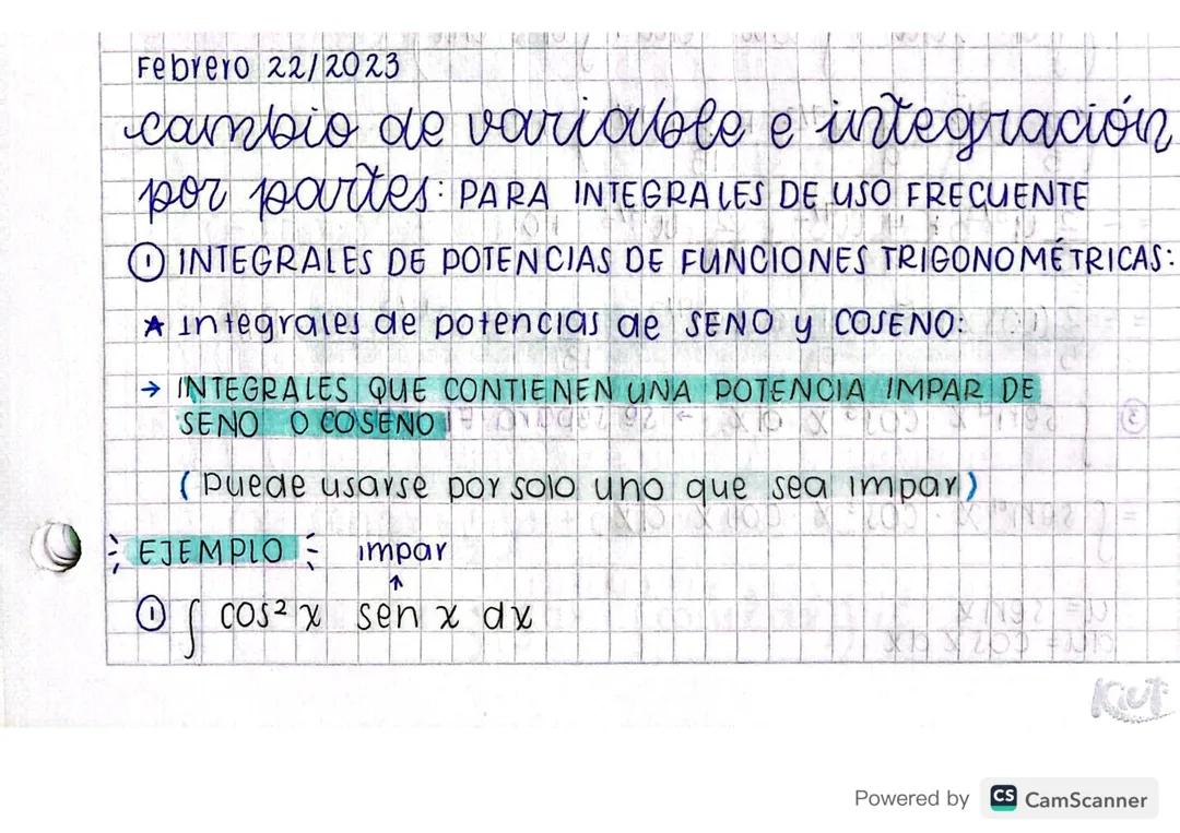 Matemáticas grado 11 - Integración por cambio de Variables