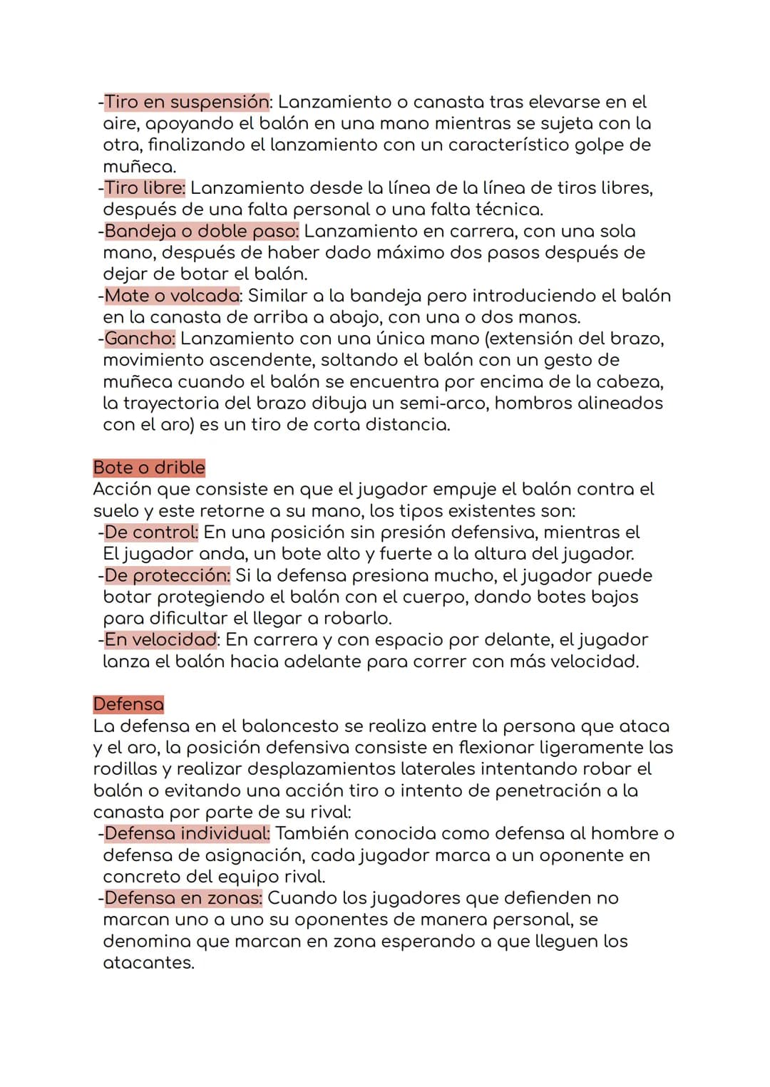Fundamentos técnicos del baloncesto 
