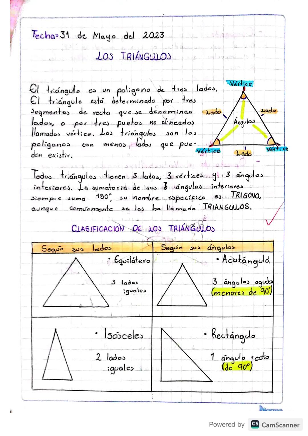 Techa=31 de Mayo del 2023
LOS TRIÁNGULOS
El triangulo co un poligono de tres lados.
El triangula está determinado
por
tres
Segmentos de rect