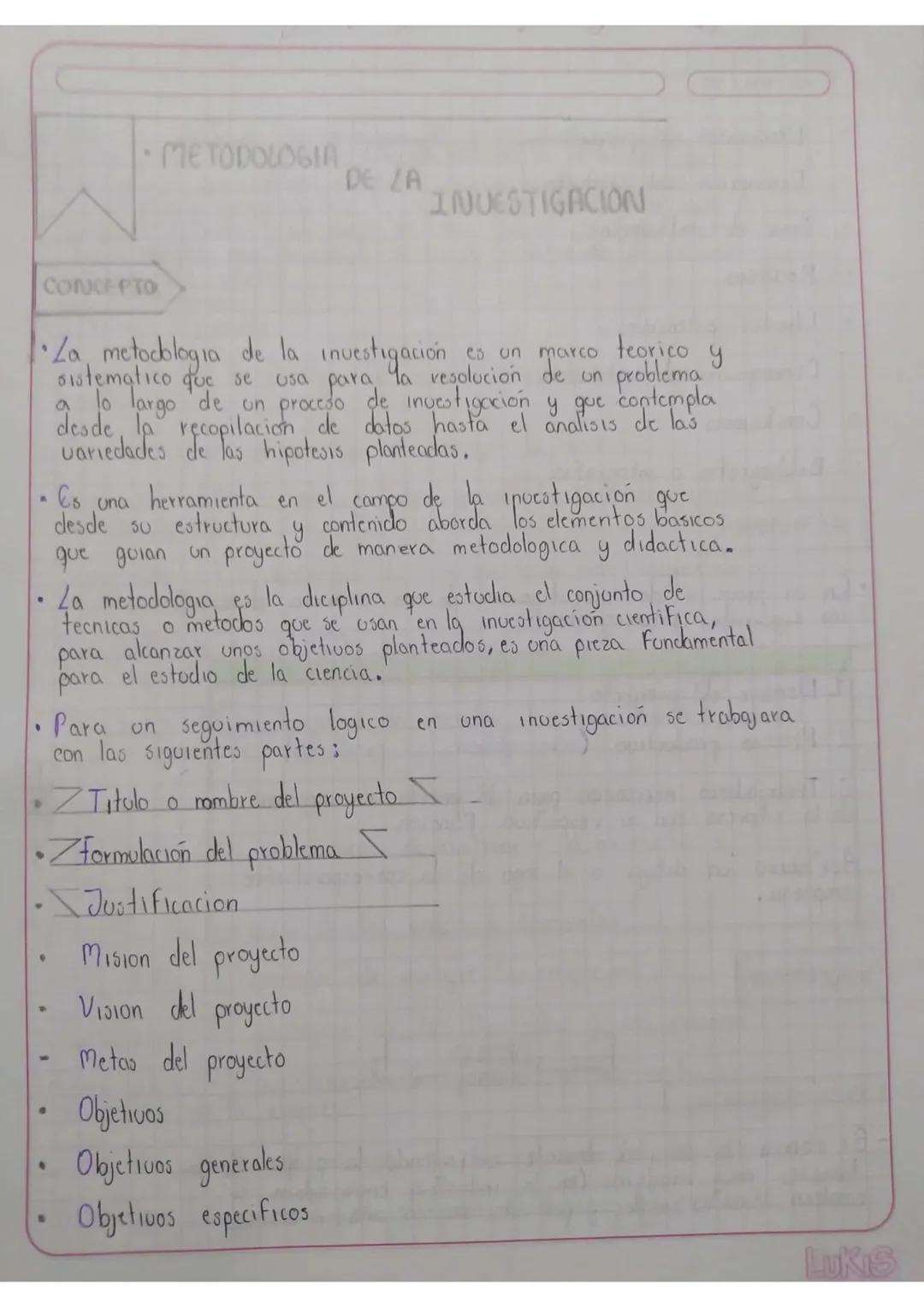 - METODOLOGIA
DE /A
INVESTIGACION

CONCEPTO

- La metodologia de la investigación es un marco teorico y
sistematico que se usa para la resol