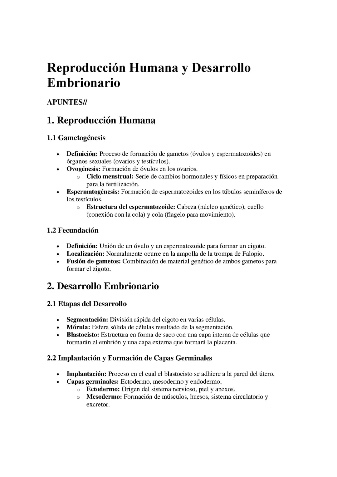 Reproducción Humana y Desarrollo Embrionario