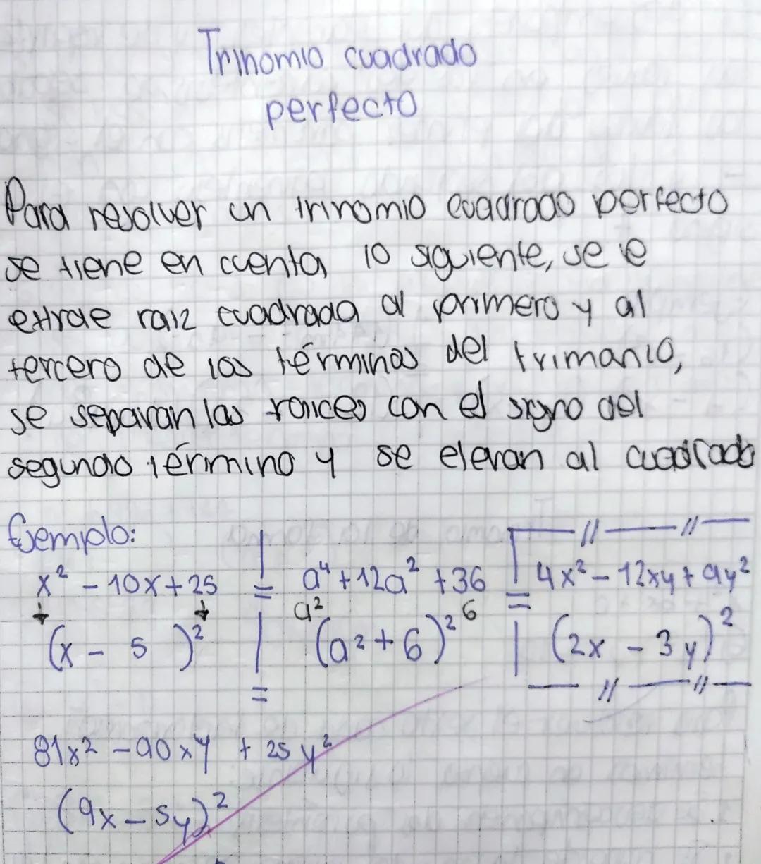 Trinomio de cuadrado perfecto 